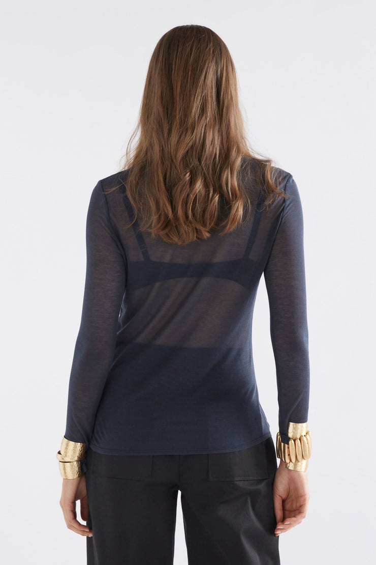 Elk Sheer Long Sleeve T Shirt - Space Blue