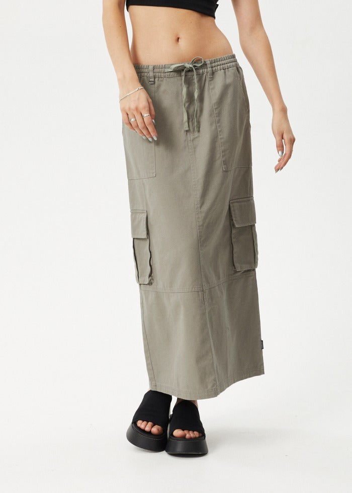 Tasman Organic Cargo Maxi Skirt - Grey Olive