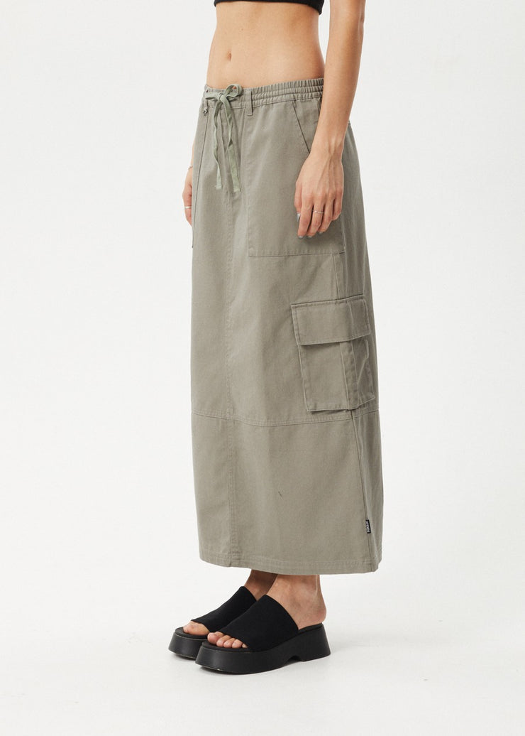 Tasman Organic Cargo Maxi Skirt - Grey Olive