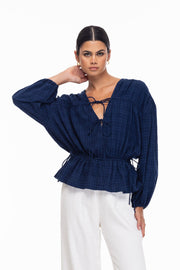 Lucia Top - Navy Check