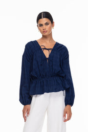 Lucia Top - Navy Check