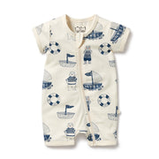 Nautical Bear Organic  Boyleg Zipsuit