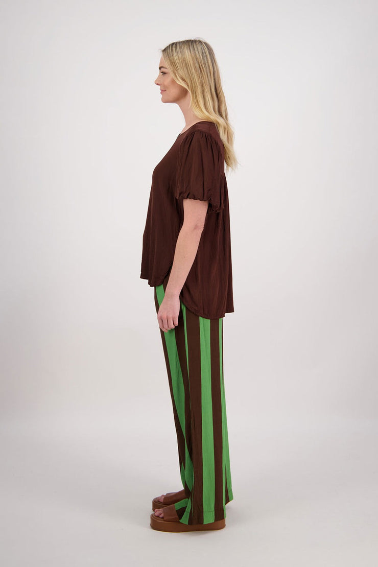 Briarwood Paddy Pants - Choc/Green Stripe Was $299 Now