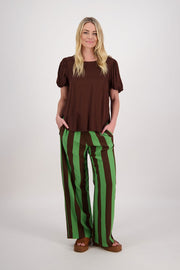 Briarwood Paddy Pants - Choc/Green Stripe Was $299 Now