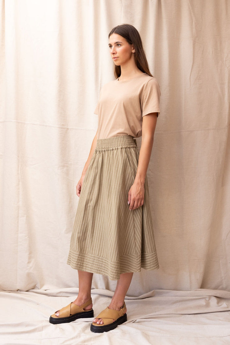 Cas Skirt - Moss Stripe