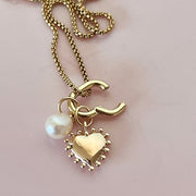 Dotty Heart & Pearl Necklace