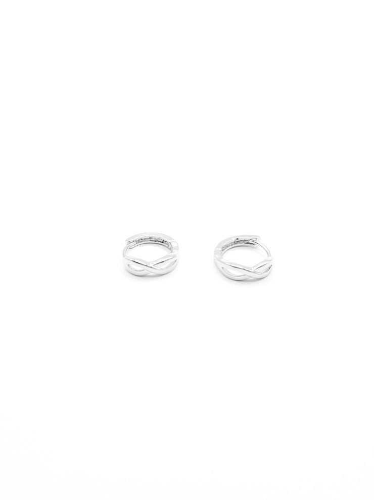 Silver Smooth Twist Huggie Earrings