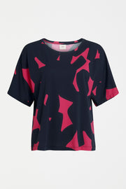 Elk Haki Short Sleeve T Shirt - Navy Tera Print