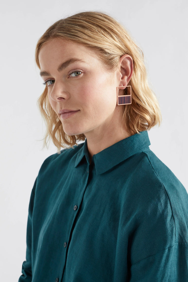 Elk Dalli Earring - Bronze Teal Stripe