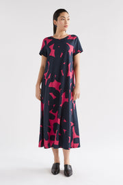 Elk Haki Dress - Navy Tera Print Last One