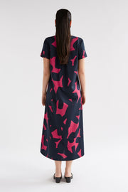 Elk Haki Dress - Navy Tera Print Last One