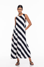 Finally Here Dress - B/W Diagonal Stripe Was $239 Now