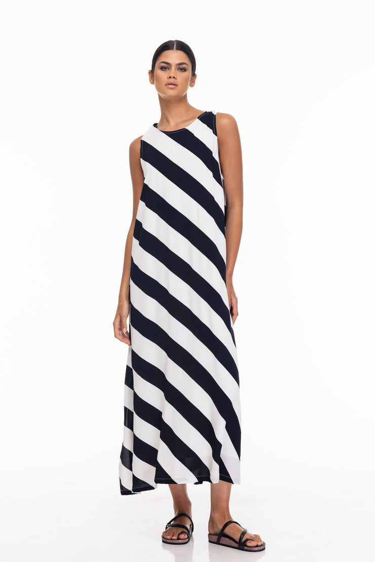 Finally Here Dress - B/W Diagonal Stripe Was $239 Now