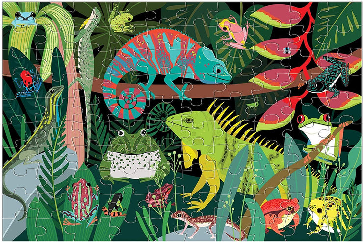 Frogs & Lizards Glow In The Dark Puzzle - 100 Piece