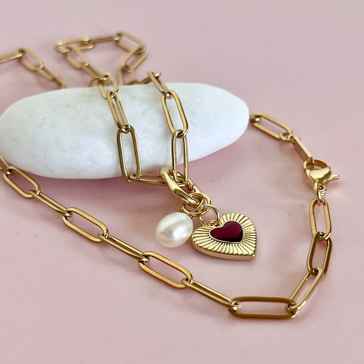 Heart & Pearl Paperclip Necklace