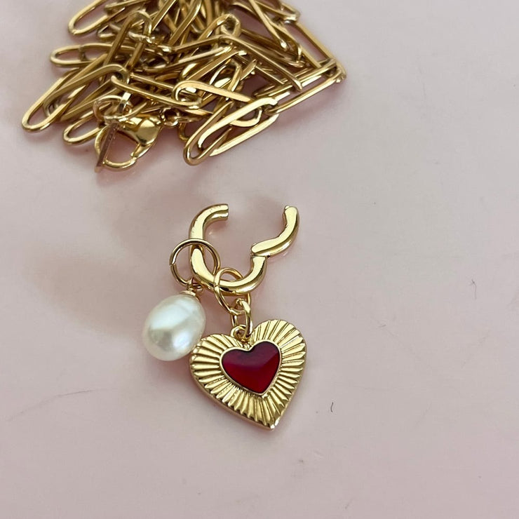 Heart & Pearl Paperclip Necklace