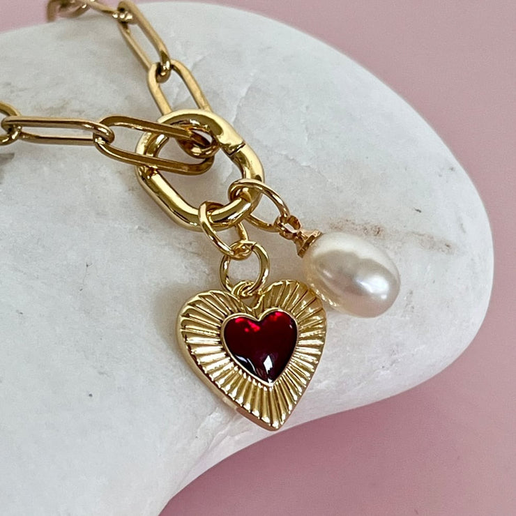 Heart & Pearl Paperclip Necklace