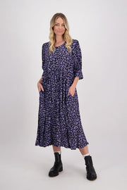 Briarwood Heather Dress - Blue Animal