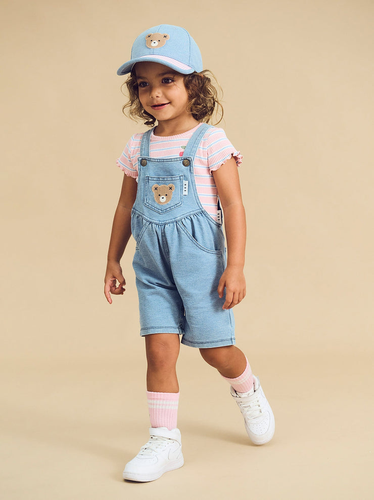 Huxbear Knit Denim Short Overalls