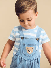 Huxbear Knit Denim Short Overalls