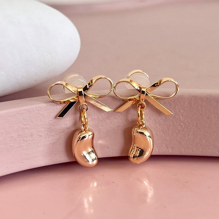 Bow and Bean Stud Earrings