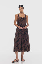 Kiss Me Again Dress - Black/Chocolate Floral Print