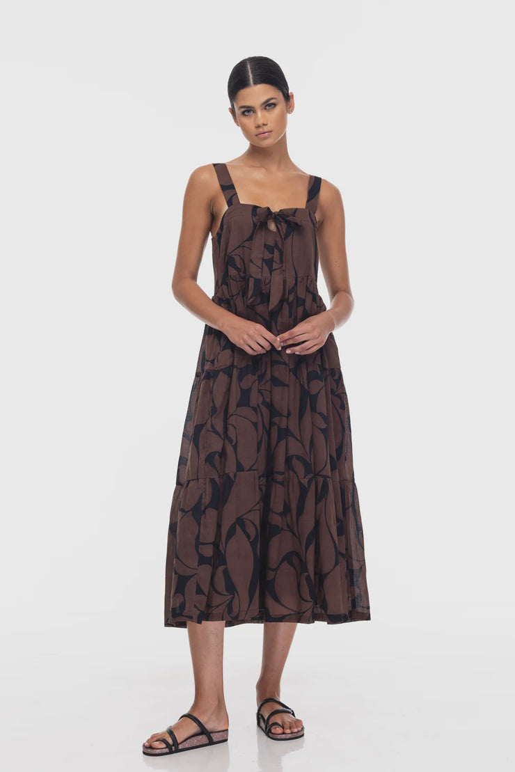 Kiss Me Again Dress - Black/Chocolate Floral Print