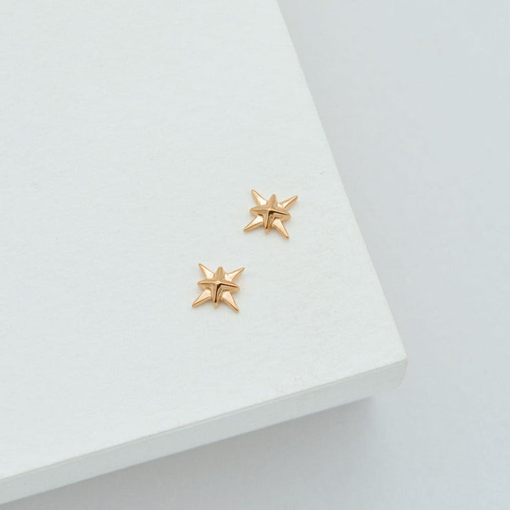 Gold North Star Stud Earrings