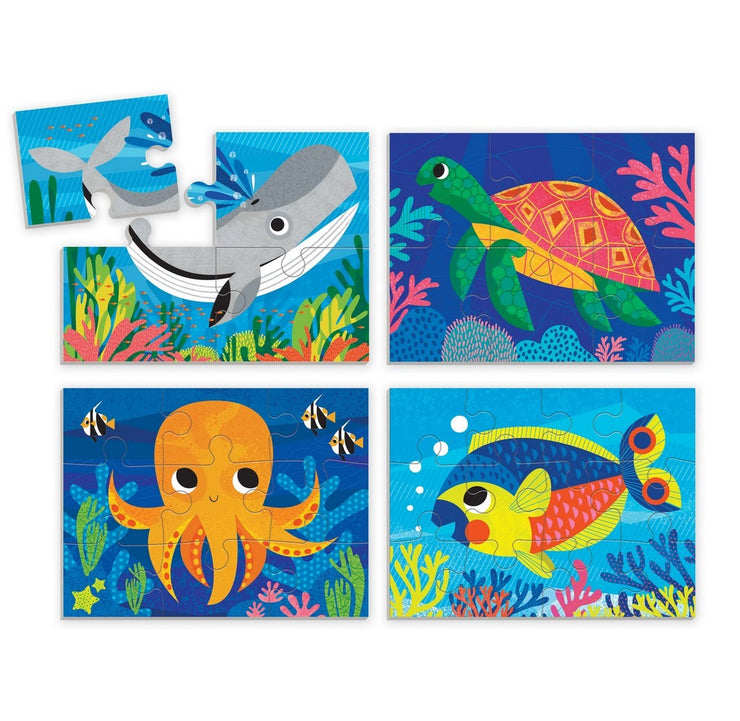 4-in-a-Box Puzzle  Set - Ocean Friends