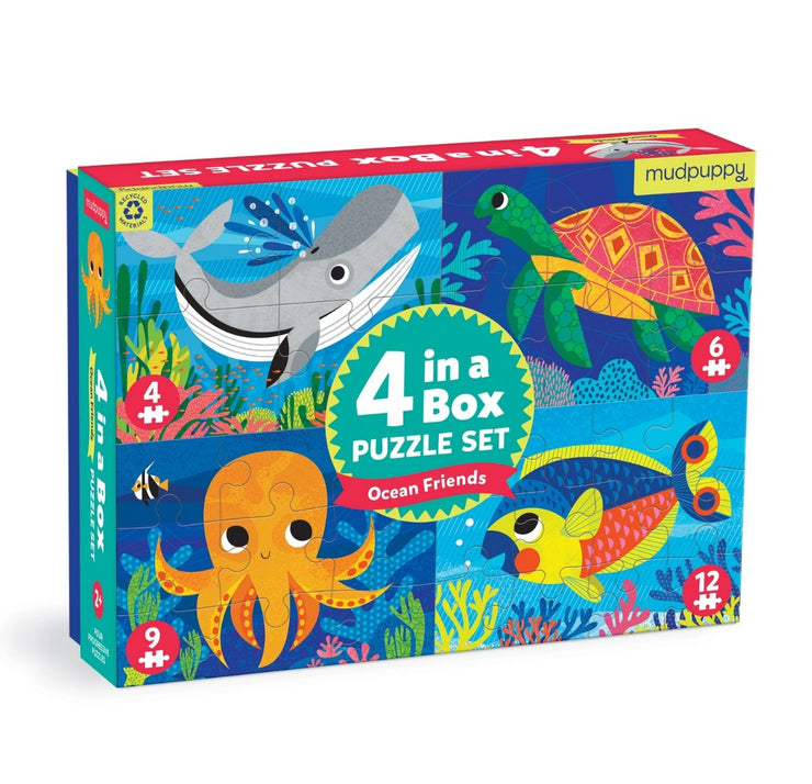 4-in-a-Box Puzzle  Set - Ocean Friends