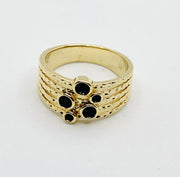 18k Gold Multi Lyr Onyx Ring