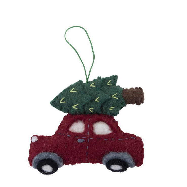 Hanging Christmas Decorations: Car w Xmas Tree