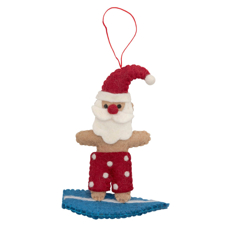 Hanging Christmas Decorations: Surfing Santa