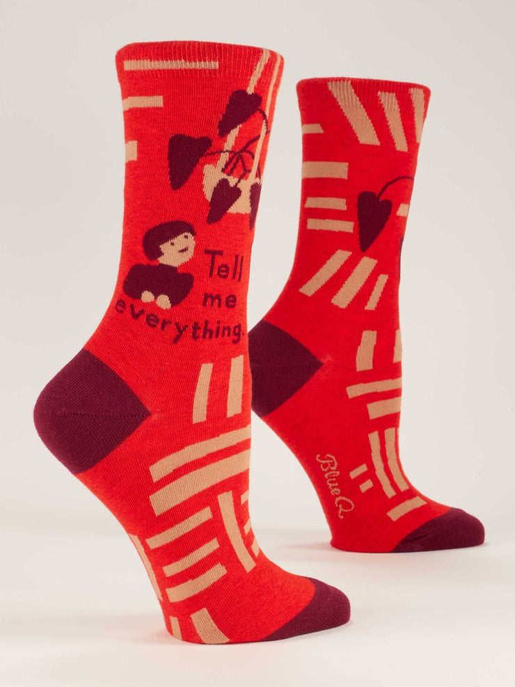 Womens Crew Socks - Tell Me Everything