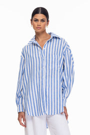 Two Makes One Shirt - Blue & White Stripe