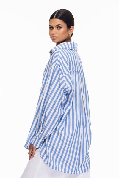 Two Makes One Shirt - Blue & White Stripe