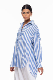 Two Makes One Shirt - Blue & White Stripe