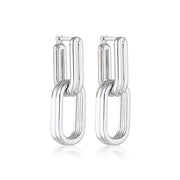 Twofold Linked Hoop Earrings - Sterling Silver