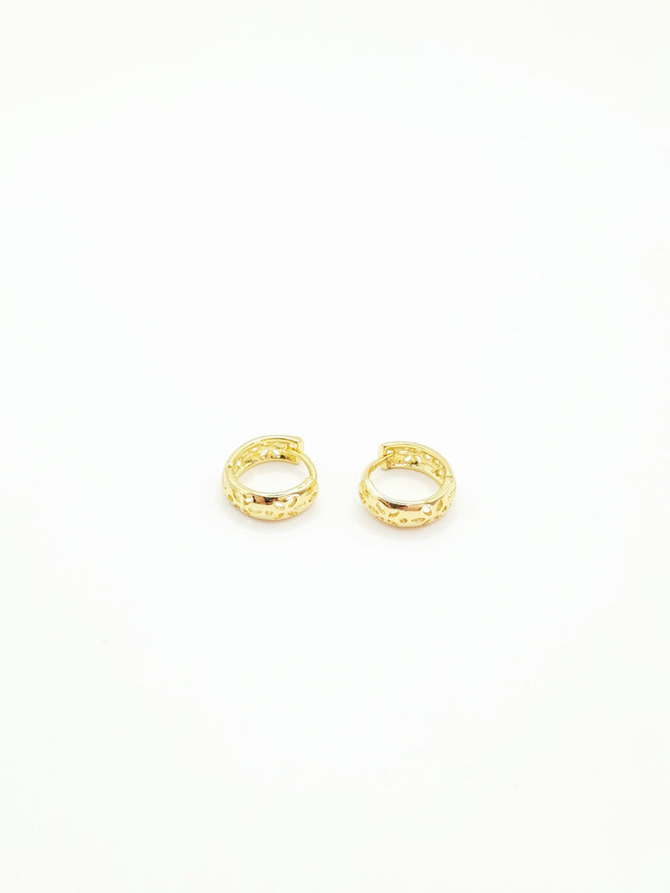 Gold Flower Huggie Earrings 12mm