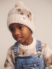 Ecru Huxbear Knit Beanie