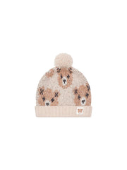 Ecru Huxbear Knit Beanie