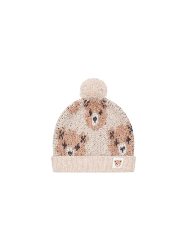 Ecru Huxbear Knit Beanie