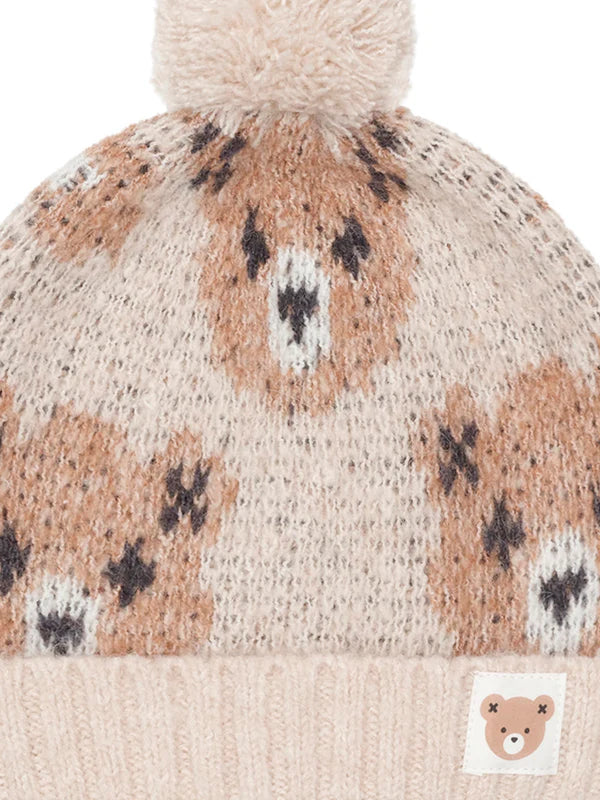 Ecru Huxbear Knit Beanie