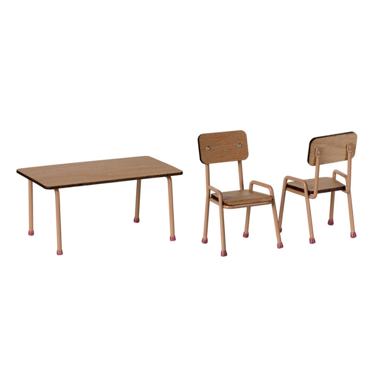 Maileg Table & Chair Set - Mouse Dark Powder