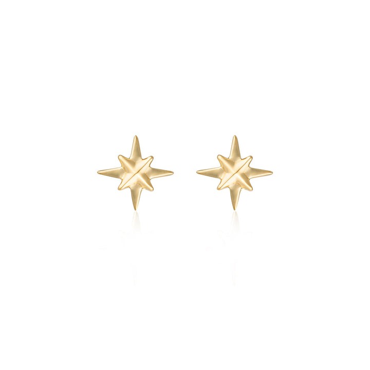 Gold North Star Stud Earrings