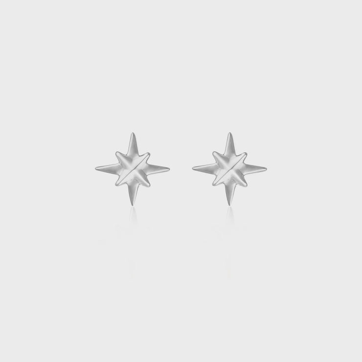 Sterling Silver North Star Stud Earrings