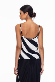 Remi Top - B/W Diagonal Stripe