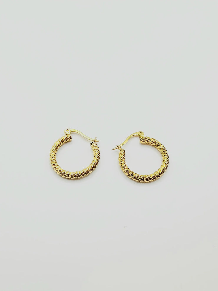 Gold Twisted Rope Hoop Earrings