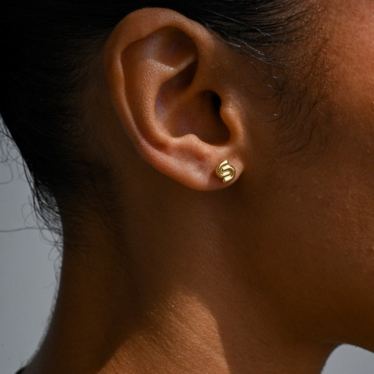 Gold Twofold Stud Earrings