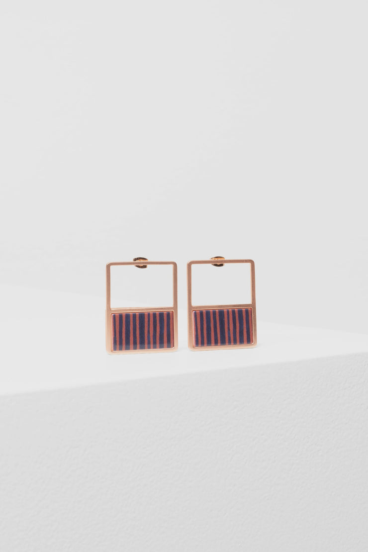 Elk Dalli Earring - Bronze Teal Stripe